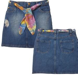 Jeans denim skirt for‎ girls with pockets and Belt Size 12 Pre-owned